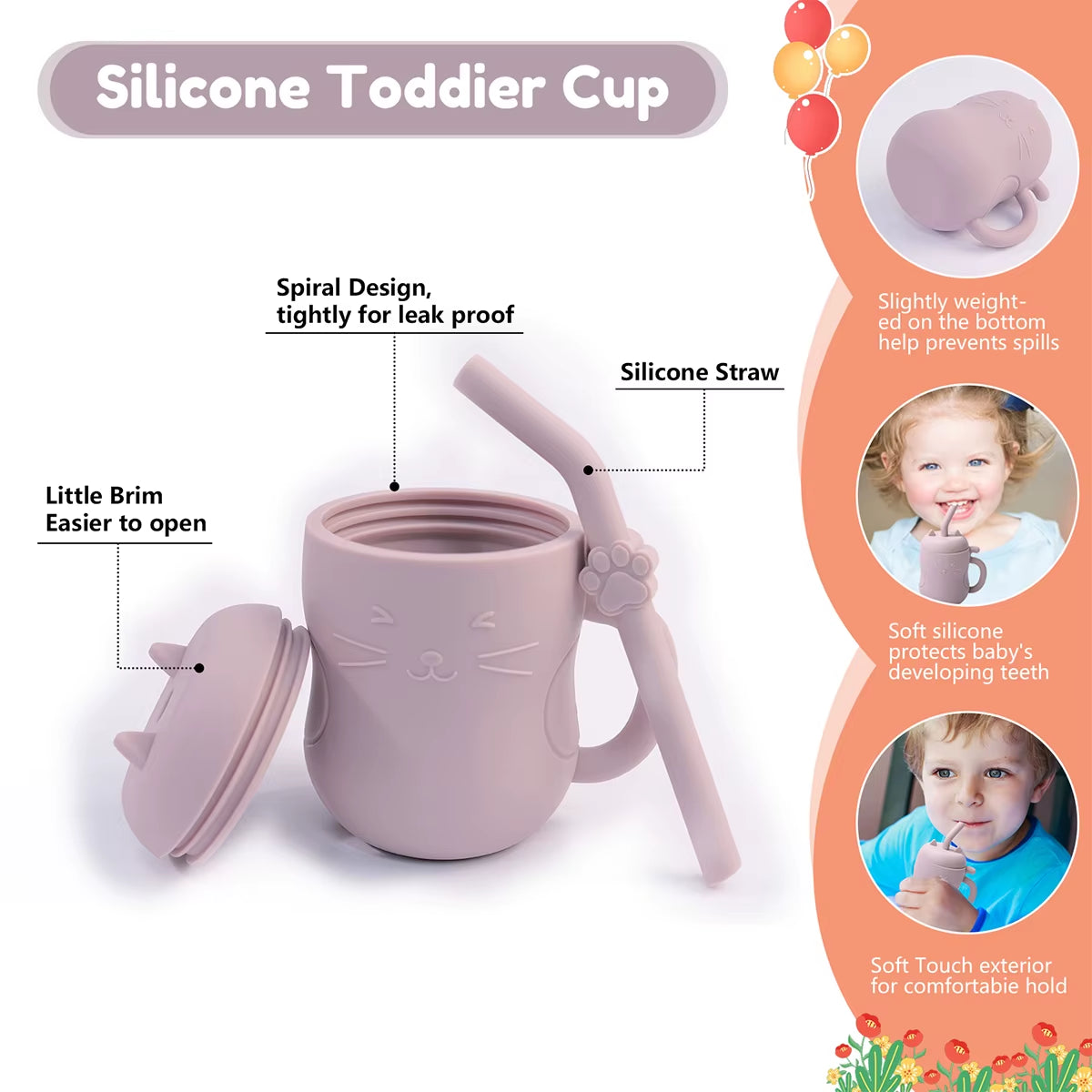 1Pc Portable Silicone Training Cup for Children - 150ml (5oz) Baby Drinkware with Easy Grip Handle