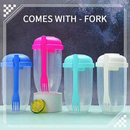 Kids Portable Salad Cup - Perfect Breakfast & Lunch Bowl with Fork for Healthy Meals on-the-Go!