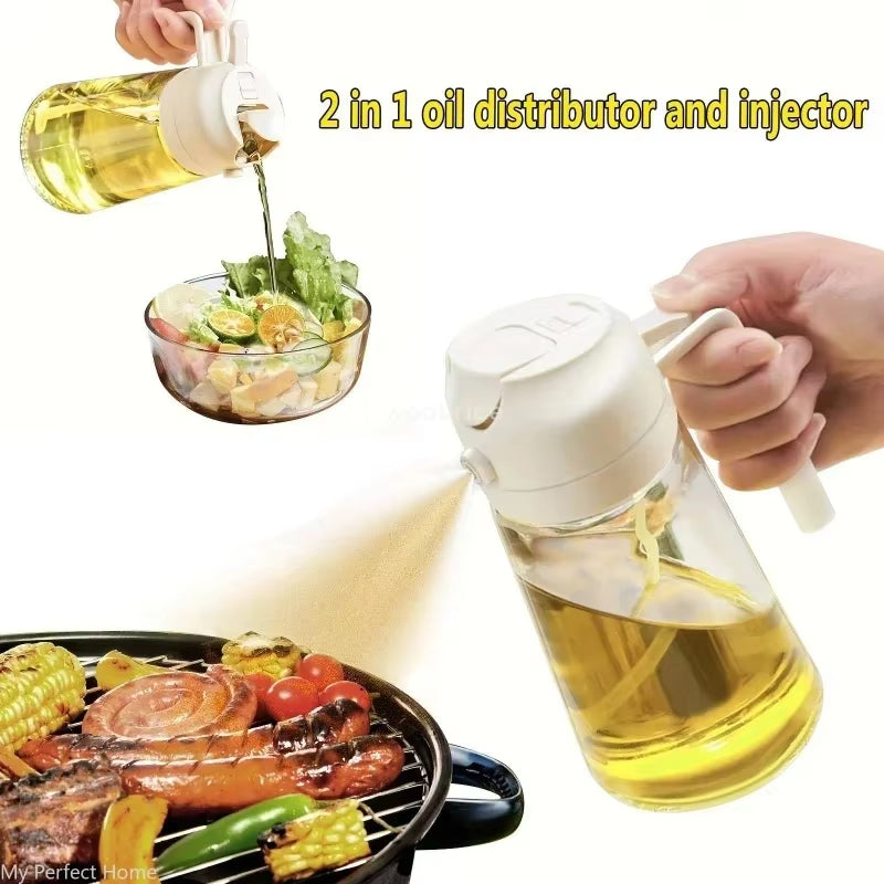 Versatile Olive Oil Spray Bottle - 2-in-1 Kitchen Dispenser for Easy Cooking and Meal Prep