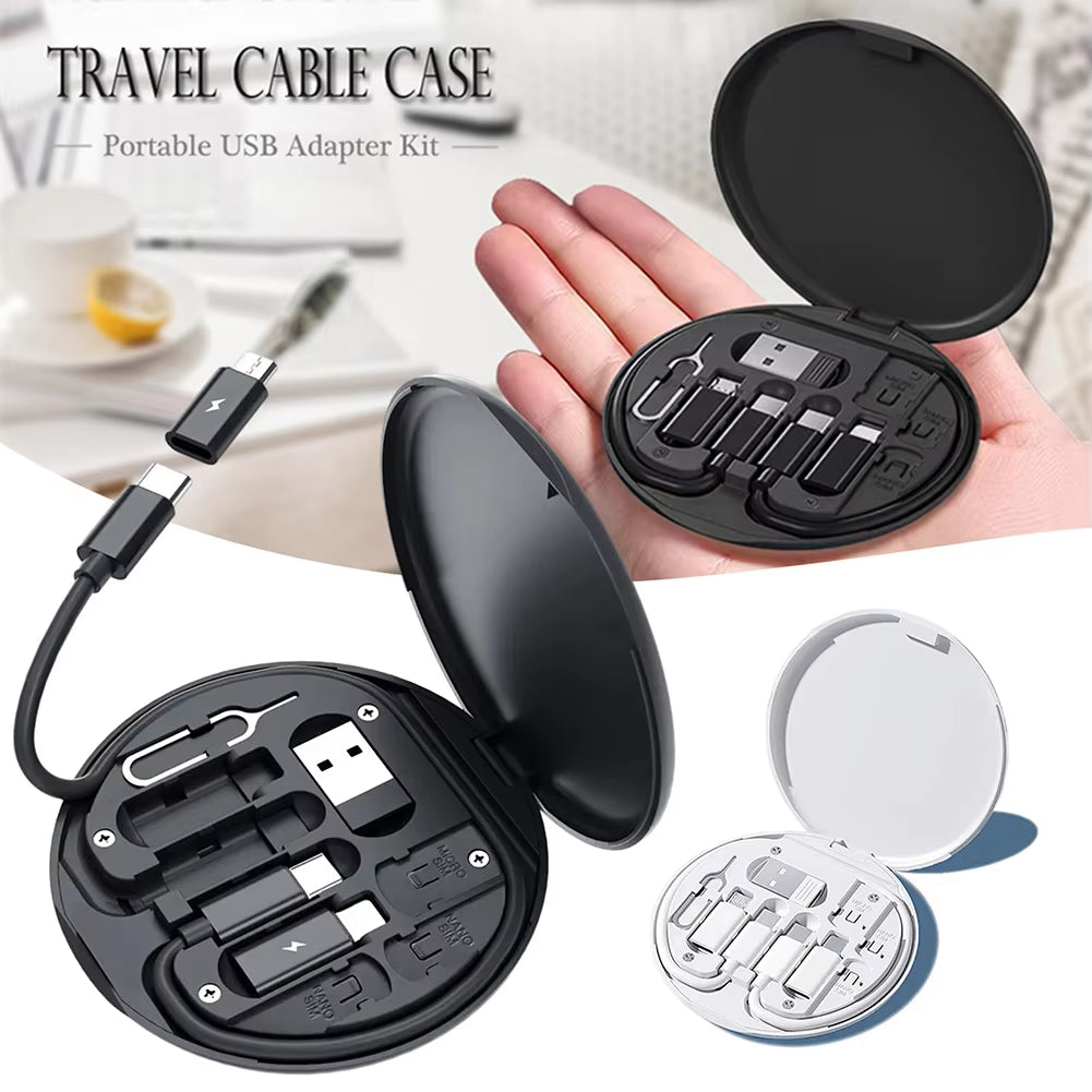 Portable Data Cable Storage Box with Phone Holder Compact Lightweight Cable Adapter Conversion Head Organiser Finishing Box