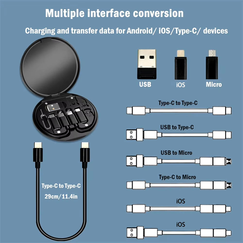 Portable Data Cable Storage Box with Phone Holder Compact Lightweight Cable Adapter Conversion Head Organiser Finishing Box