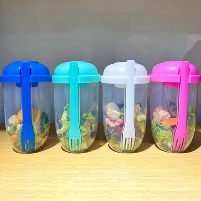 Kids Portable Salad Cup - Perfect Breakfast & Lunch Bowl with Fork for Healthy Meals on-the-Go!