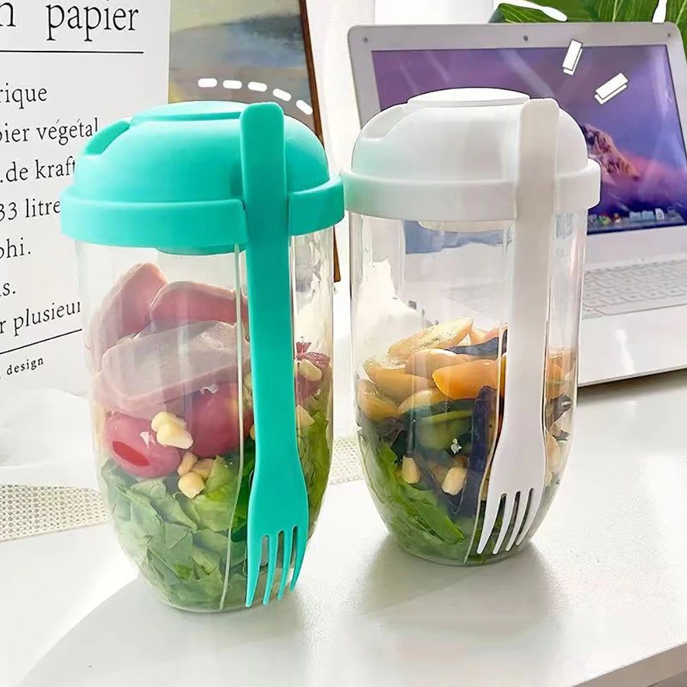 Kids Portable Salad Cup - Perfect Breakfast & Lunch Bowl with Fork for Healthy Meals on-the-Go!