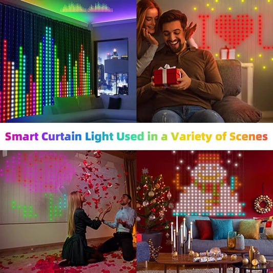 Transform Your Space with USB LED Smart Curtain Lights – Bluetooth-Enabled RGB Fairy Lights for Music, Parties, and Bedroom Décor!